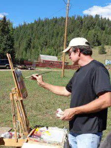 Chris Morel - outdoor painting during fall workshop