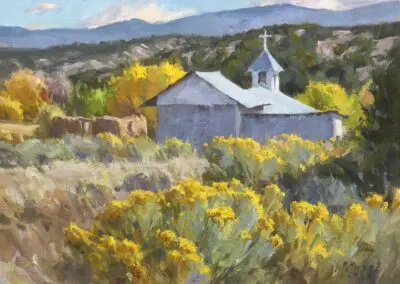 Autumn Chapel Ojo Sarco ©J. Chris Morel, 11x14, Oil