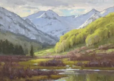 Spring on Slate Creek ©J. Chris Morel, 12 x16 Oil