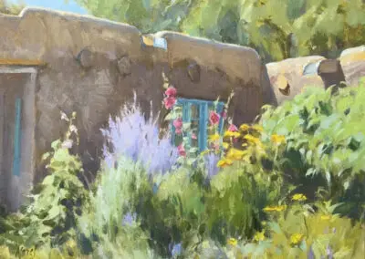 Blumenschein Gardens SOLD, ©J. Chris Morel, 14x18, Oil