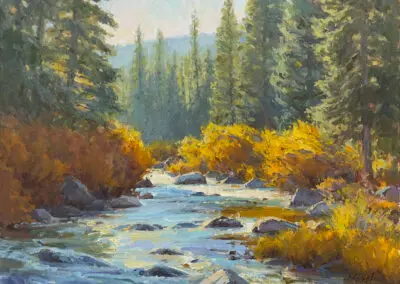 Morning on the Pine River ©J. Chris Morel, 16x20, oil