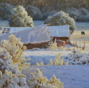 October Snow Oil On Linen Canvas, 12 X 24